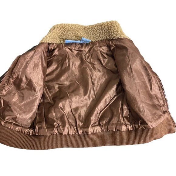 Pilot Jacket Fifth Gear baby 6-9 months brown faux leather sherpa satin lined - Picture 4 of 7